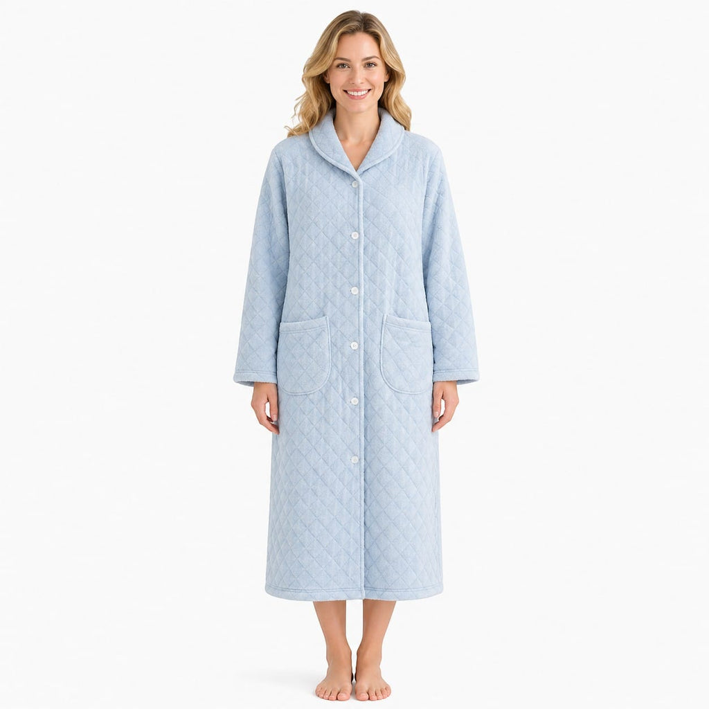 Robe de Chambre Femme Coton Chaude Mi-Longue Hiver