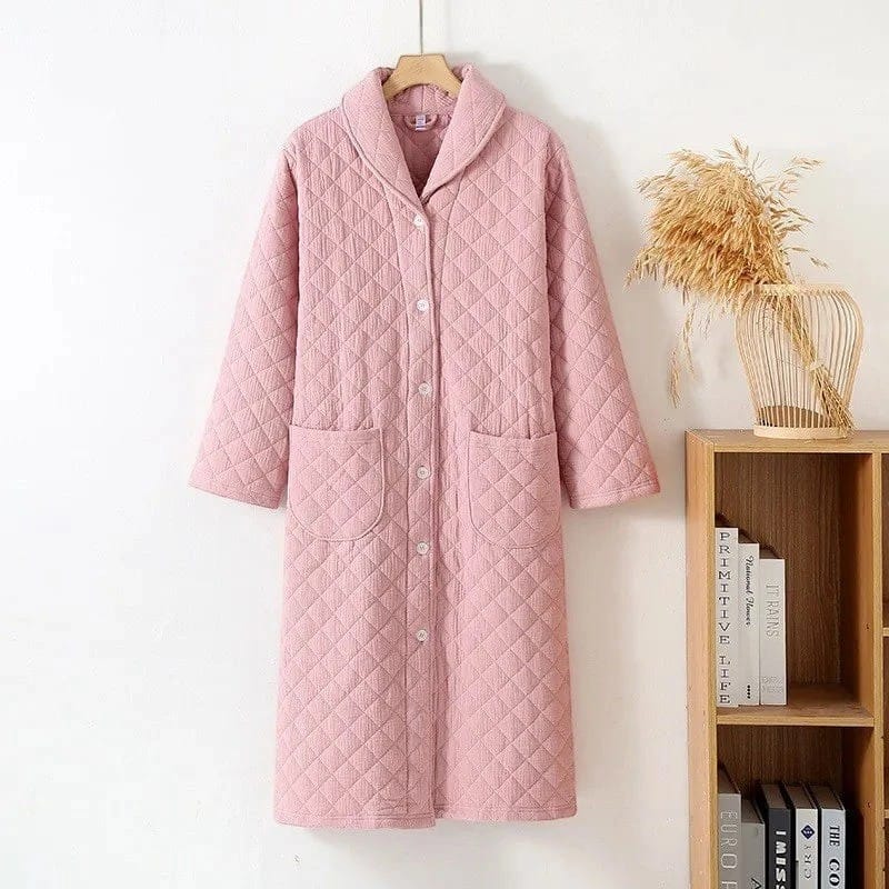 Robe de Chambre Femme Coton Chaude Mi-Longue Hiver