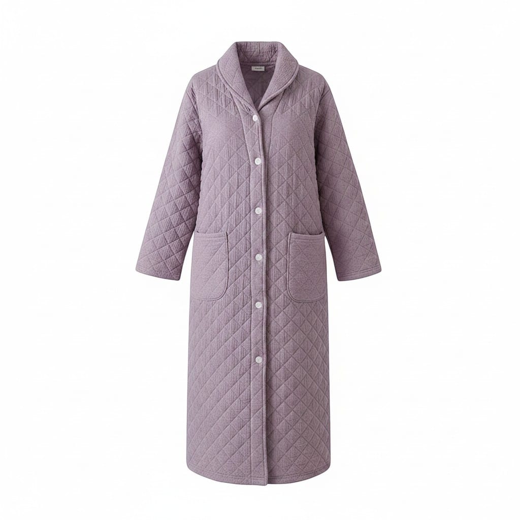Robe de Chambre Femme Coton Chaude Mi-Longue Hiver