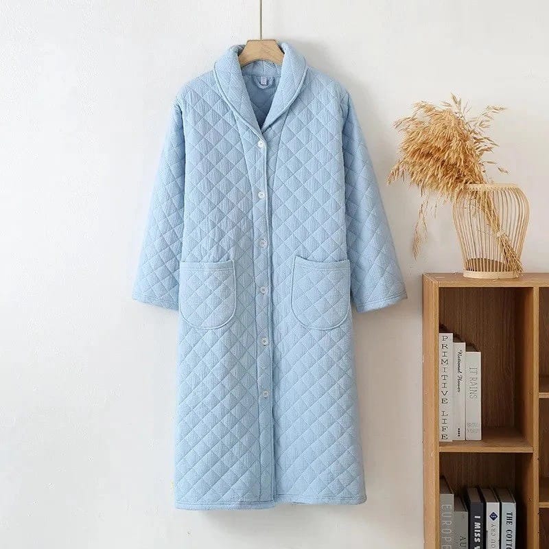 Robe de Chambre Femme Coton Chaude Mi-Longue Hiver