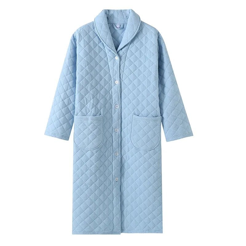 Robe de Chambre Femme Coton Chaude Mi-Longue Hiver