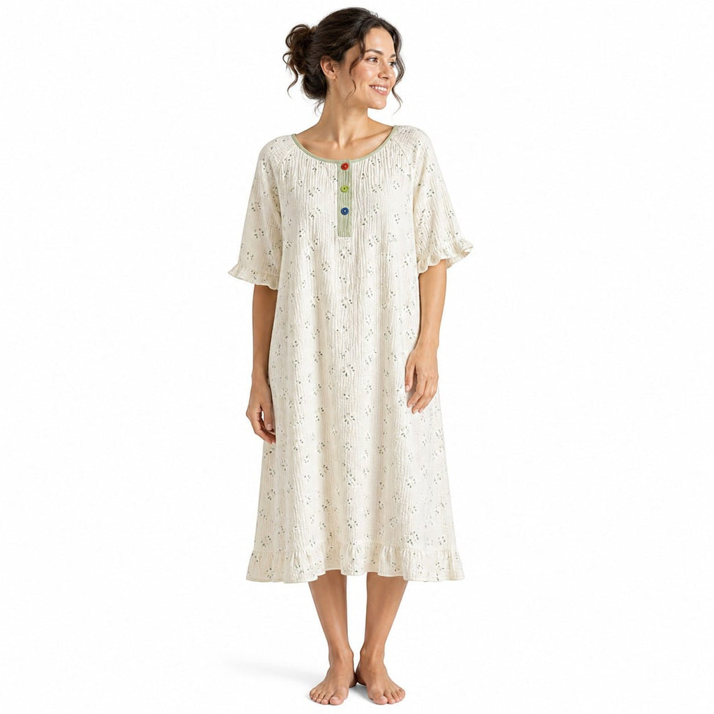 Robe de Chambre Femme Coton Classique Manches Courtes