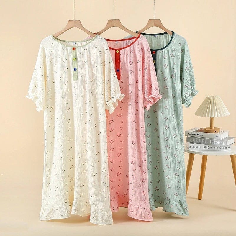 Robe de Chambre Femme Coton Classique Manches Courtes