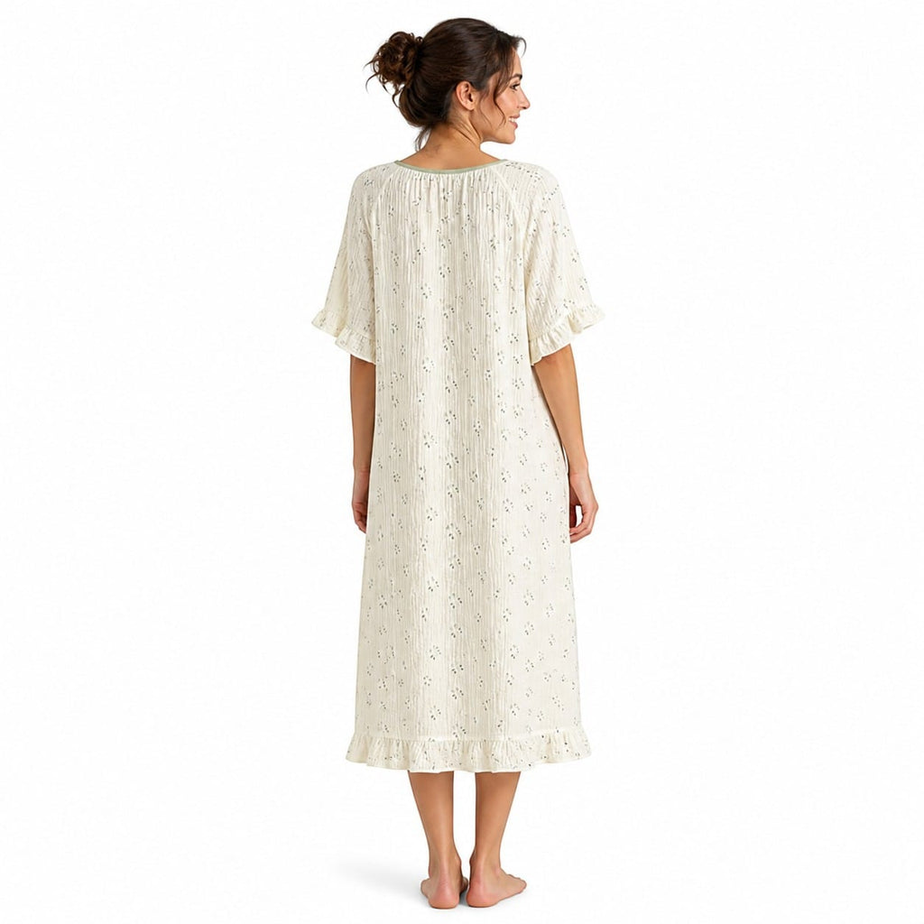 Robe de Chambre Femme Coton Classique Manches Courtes