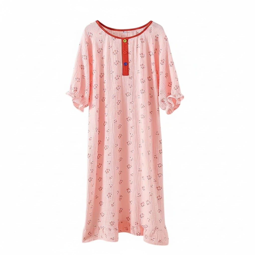 Robe de Chambre Femme Coton Classique Manches Courtes