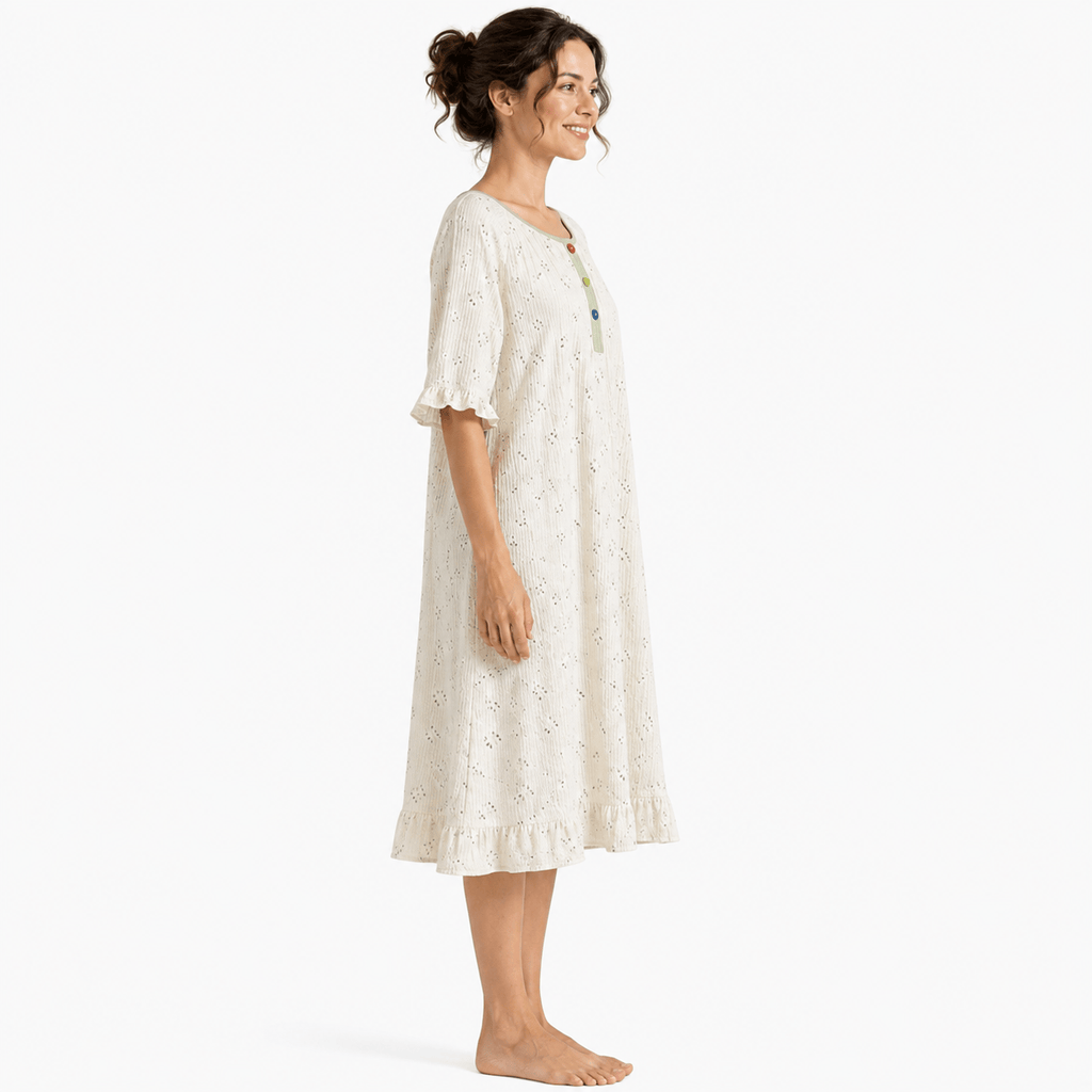 Robe de Chambre Femme Coton Classique Manches Courtes