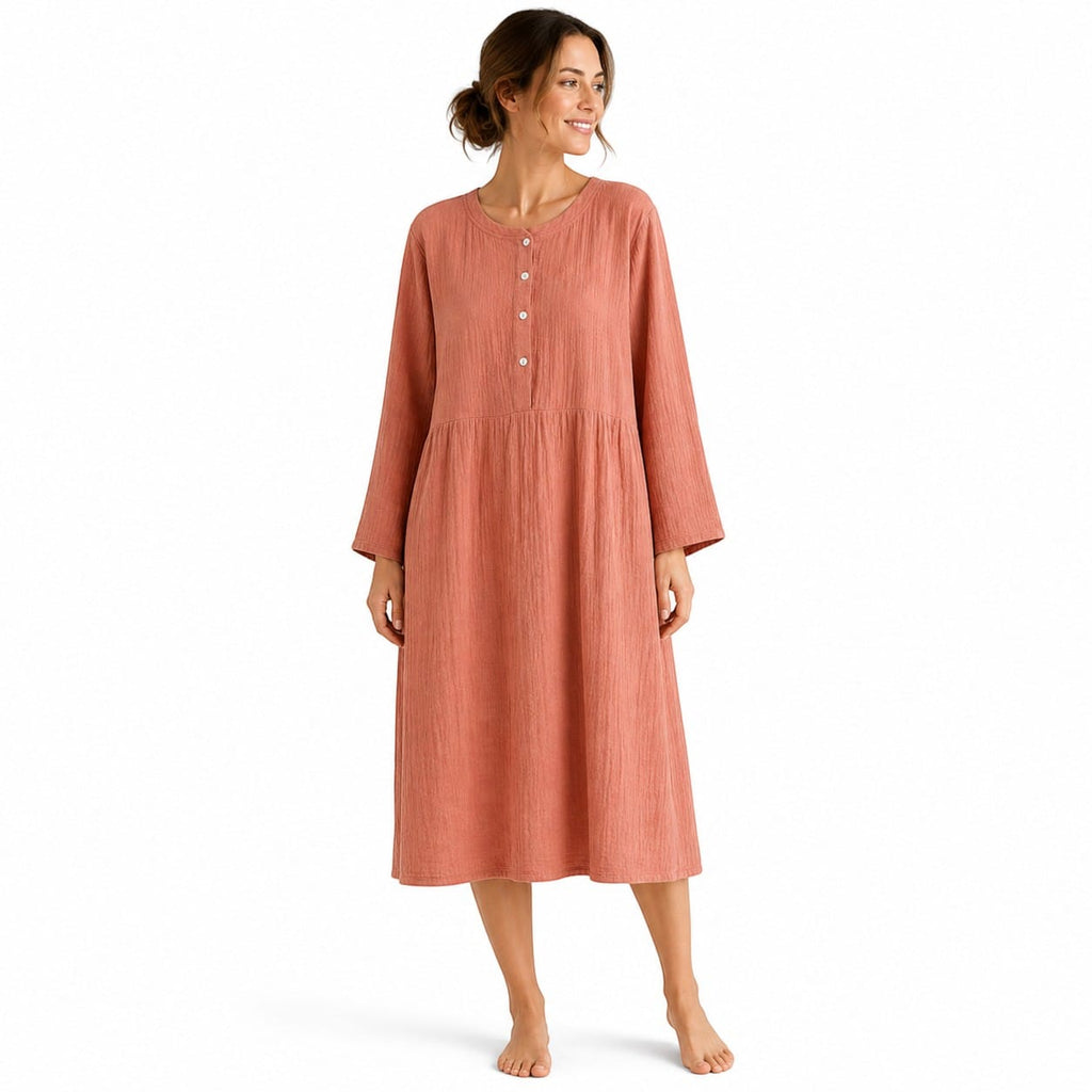 Robe de Chambre Femme Coton Gaze Crêpe
