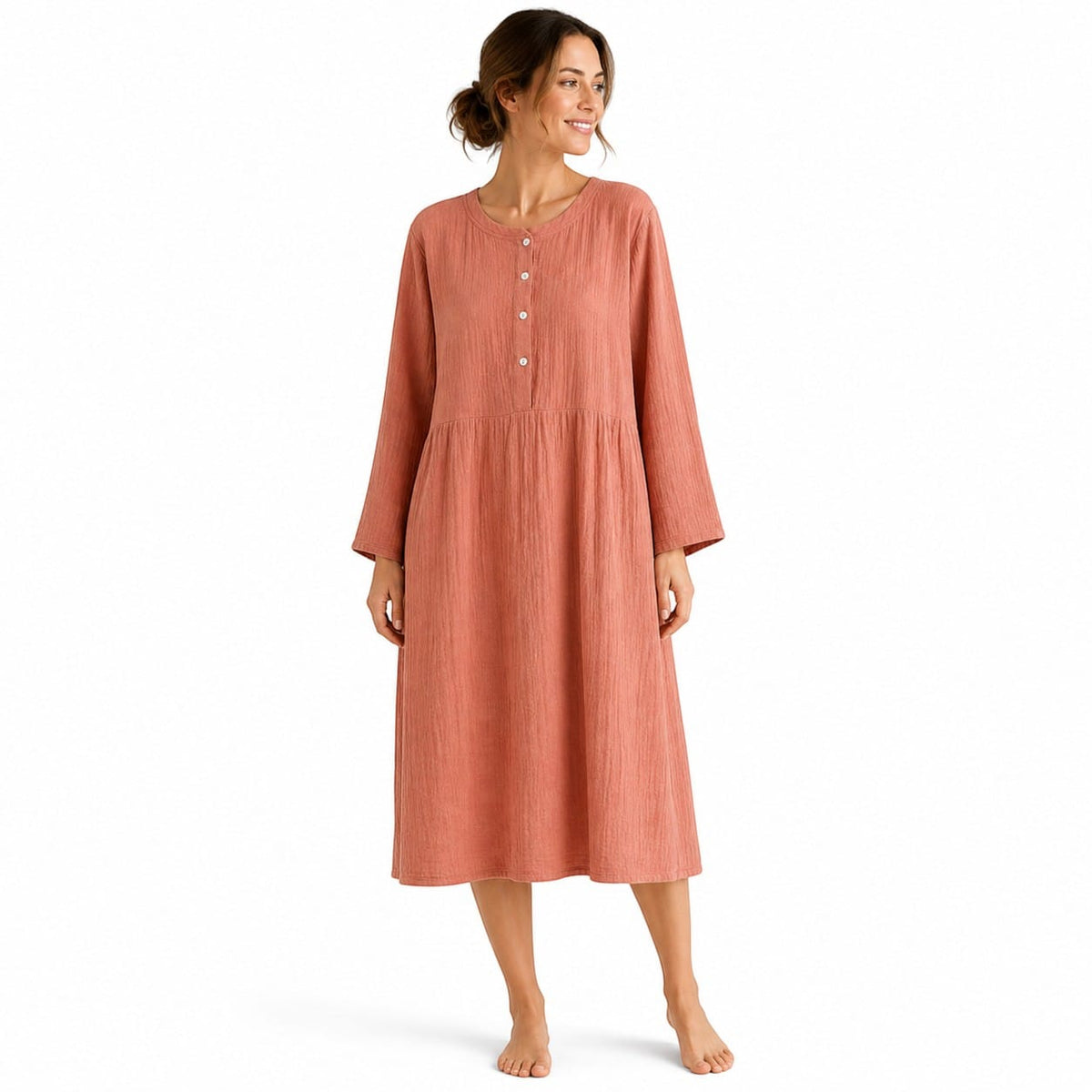Robe de Chambre Femme Coton Gaze Crêpe