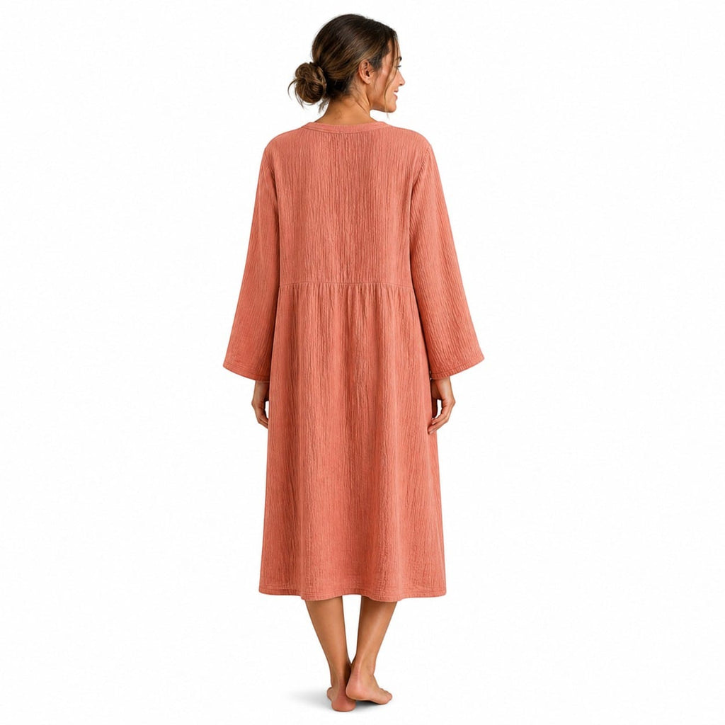 Robe de Chambre Femme Coton Gaze Crêpe