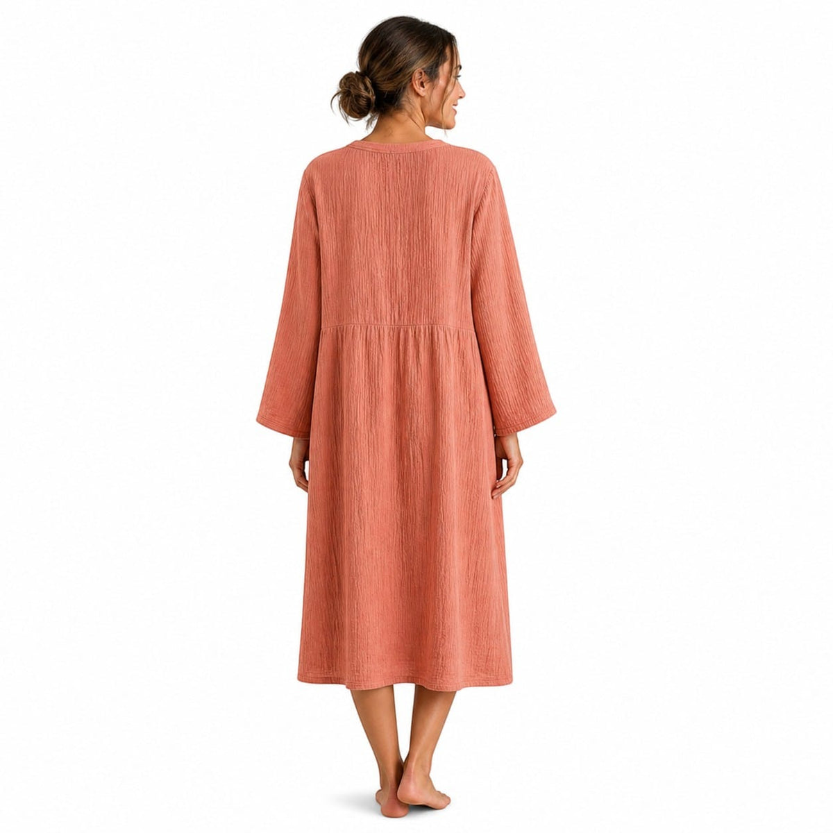 Robe de Chambre Femme Coton Gaze Crêpe