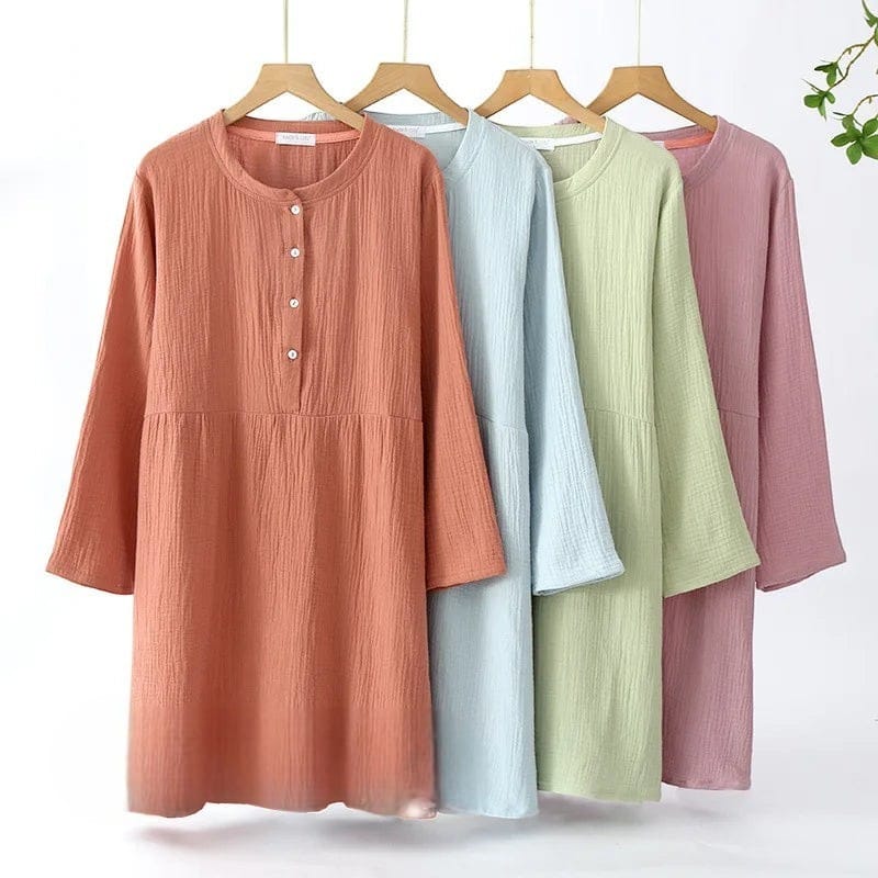 Robe de Chambre Femme Coton Gaze Crêpe