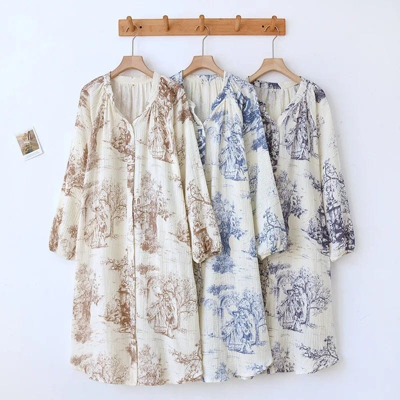 Robe de Chambre Femme Coton Imprimé Jardin