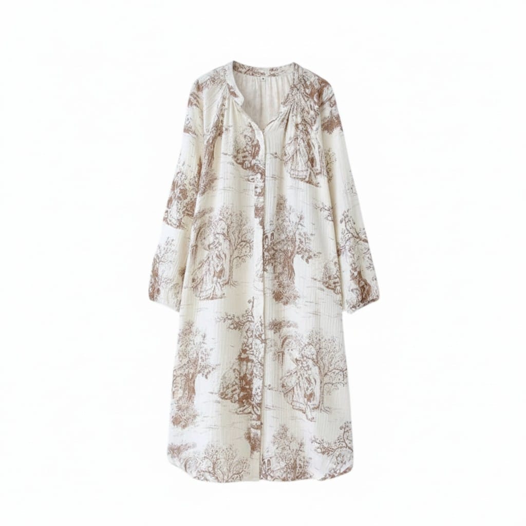Robe de Chambre Femme Coton Imprimé Jardin
