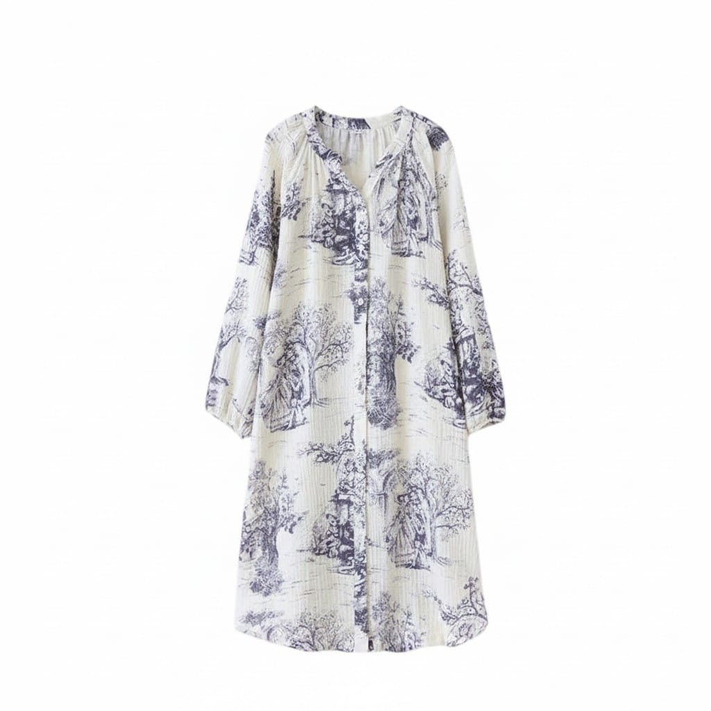 Robe de Chambre Femme Coton Imprimé Jardin