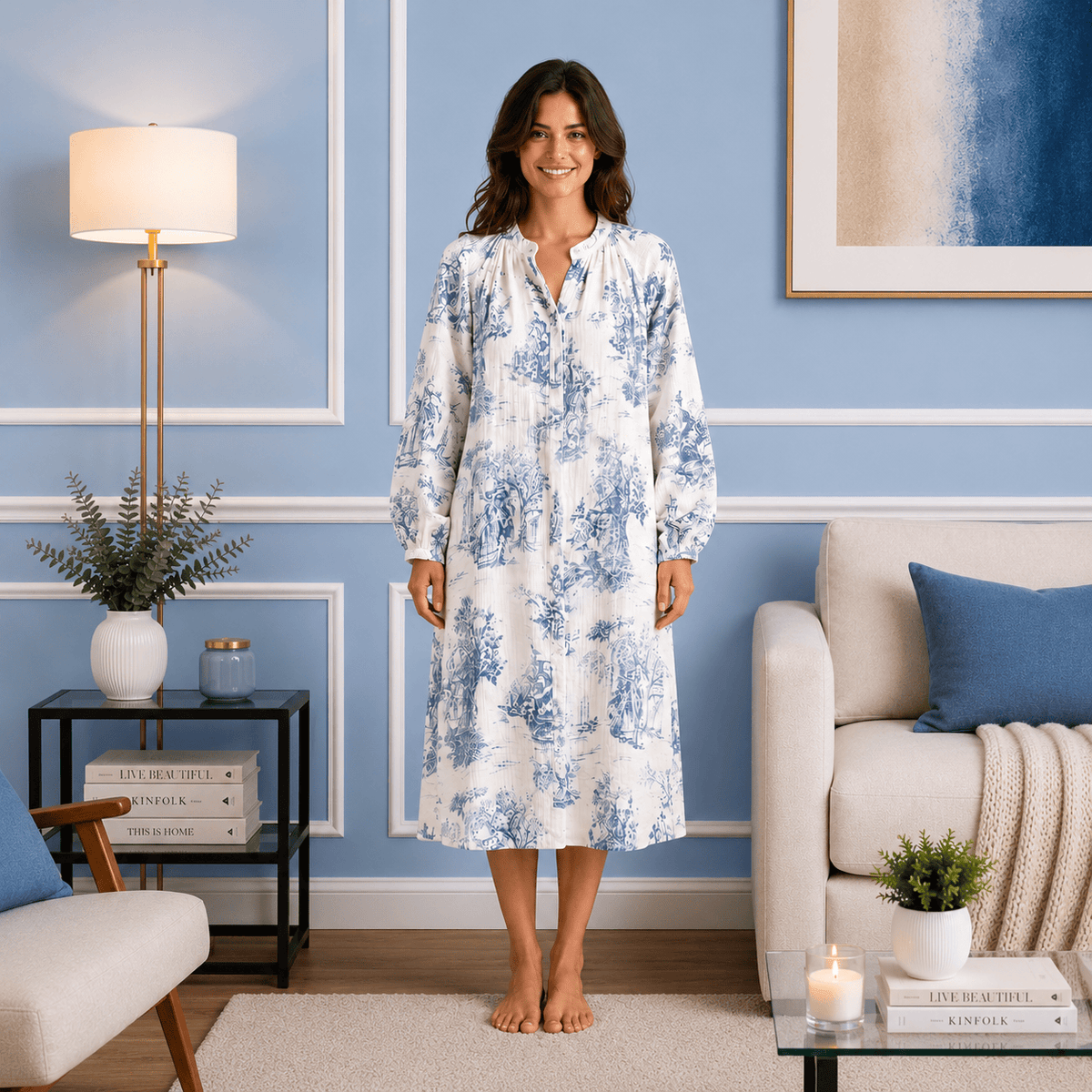 Robe de Chambre Femme Coton Imprimé Jardin