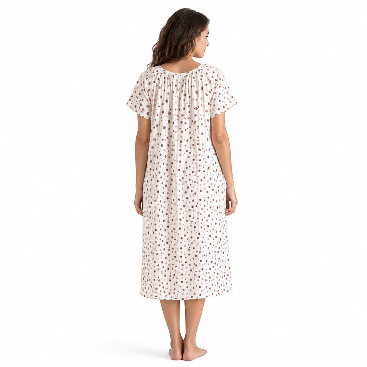 Robe de Chambre Femme Coton Imprimé Manches Courtes Été