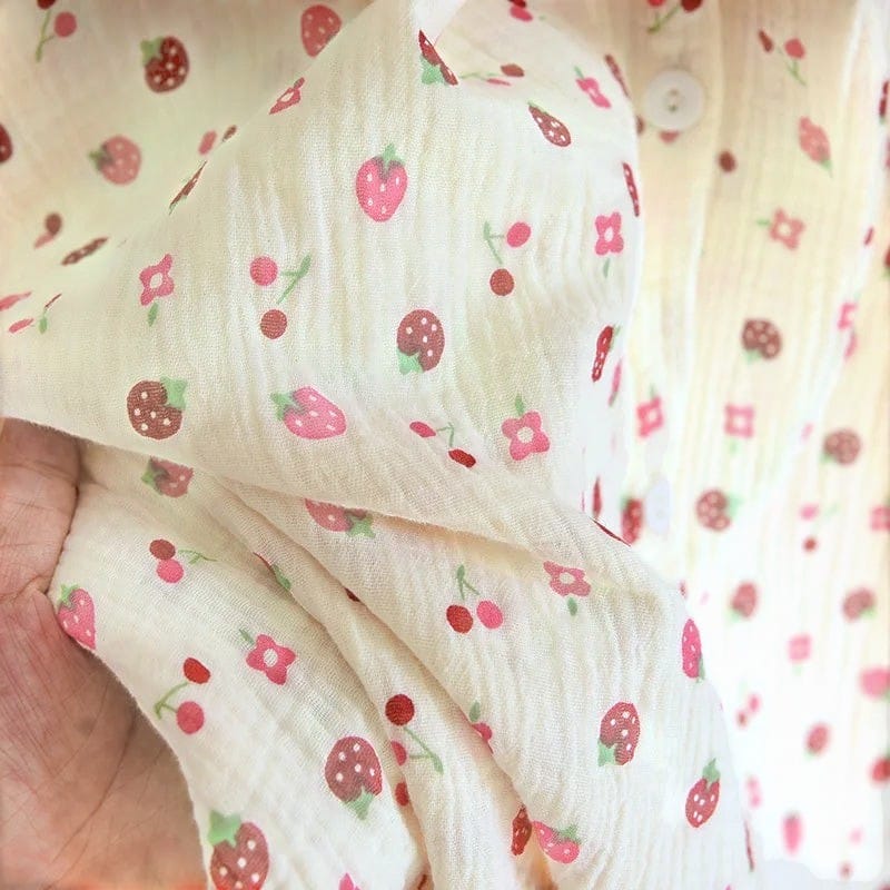 Robe de Chambre Femme Coton Imprimé Manches Courtes Été
