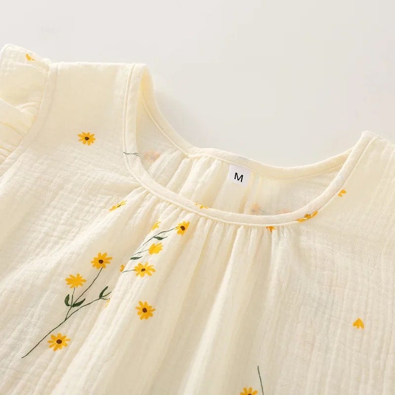 Robe de chambre Femme Coton Jaune Fleuri