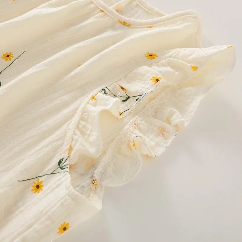 Robe de chambre Femme Coton Jaune Fleuri