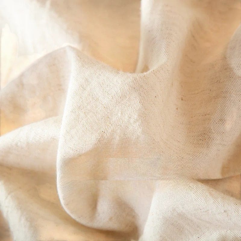 Robe de Chambre Femme Coton Lin Manches Longues Uni