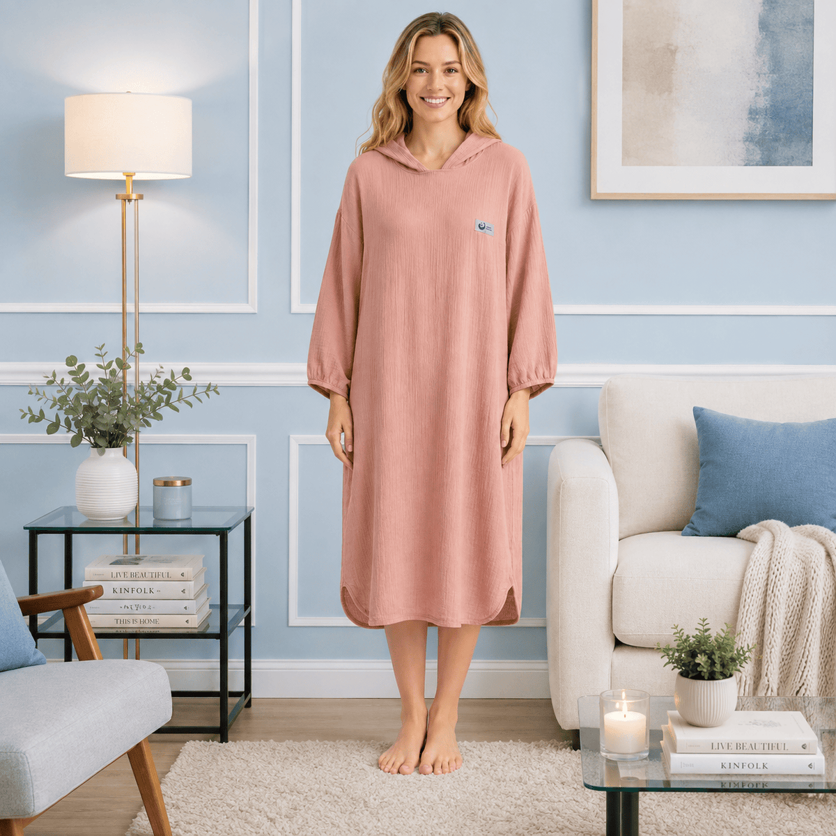 Robe de Chambre Femme Coton Longue Confort Mi-Saison