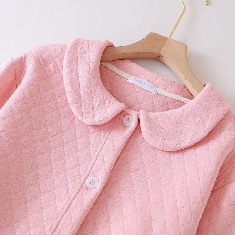 Robe de Chambre Femme Coton Matelassée Douce Hiver