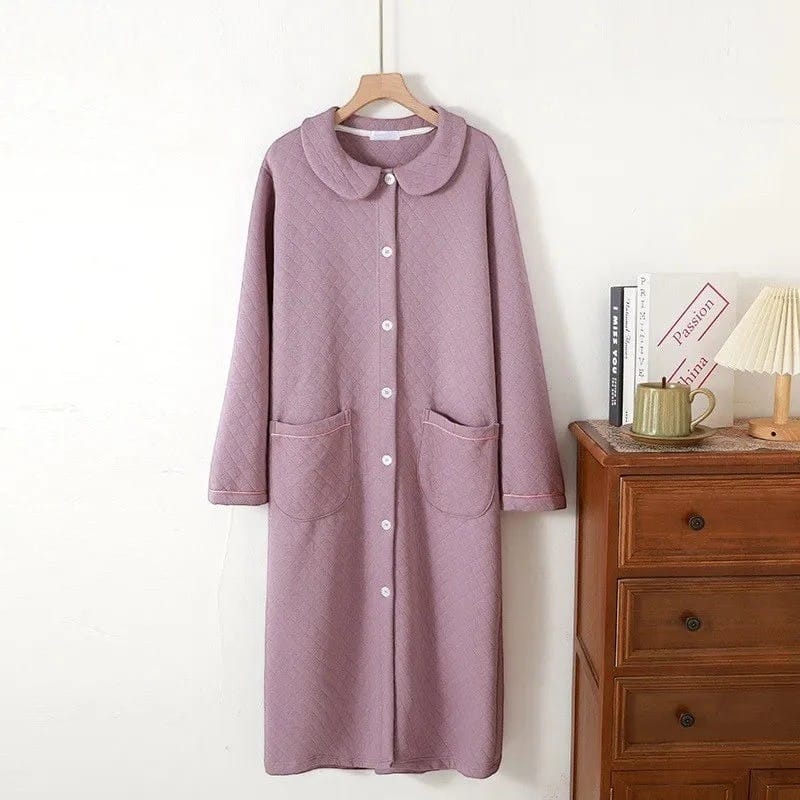 Robe de Chambre Femme Coton Matelassée Douce Hiver