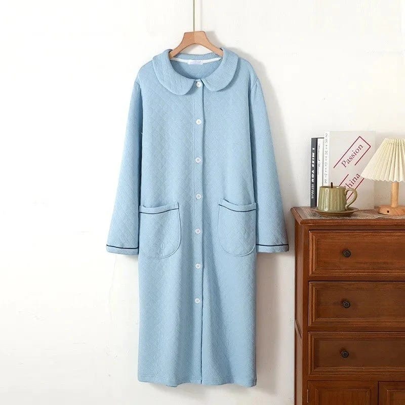 Robe de Chambre Femme Coton Matelassée Douce Hiver