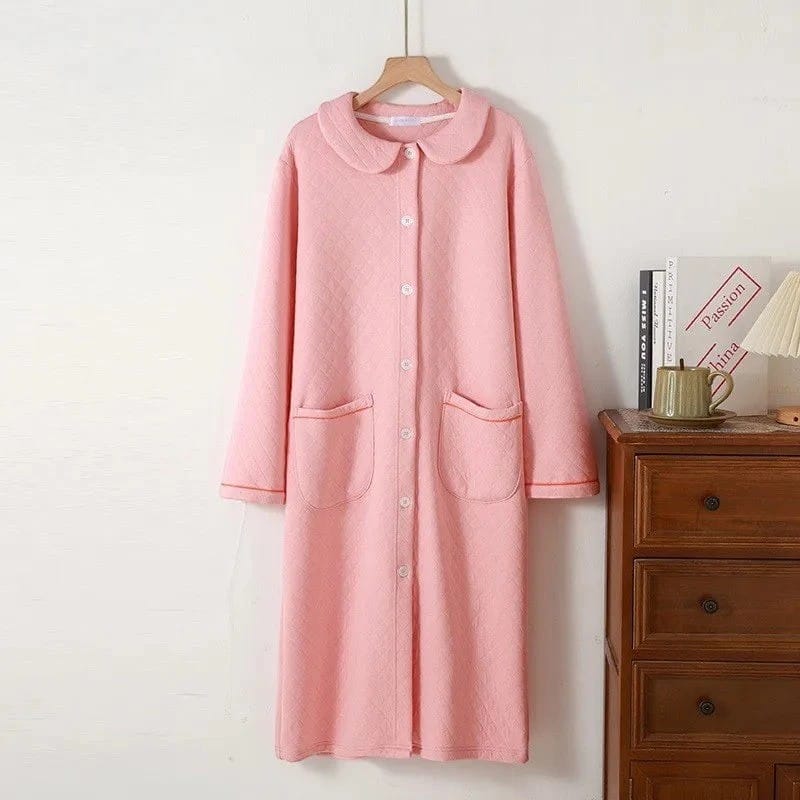 Robe de Chambre Femme Coton Matelassée Douce Hiver