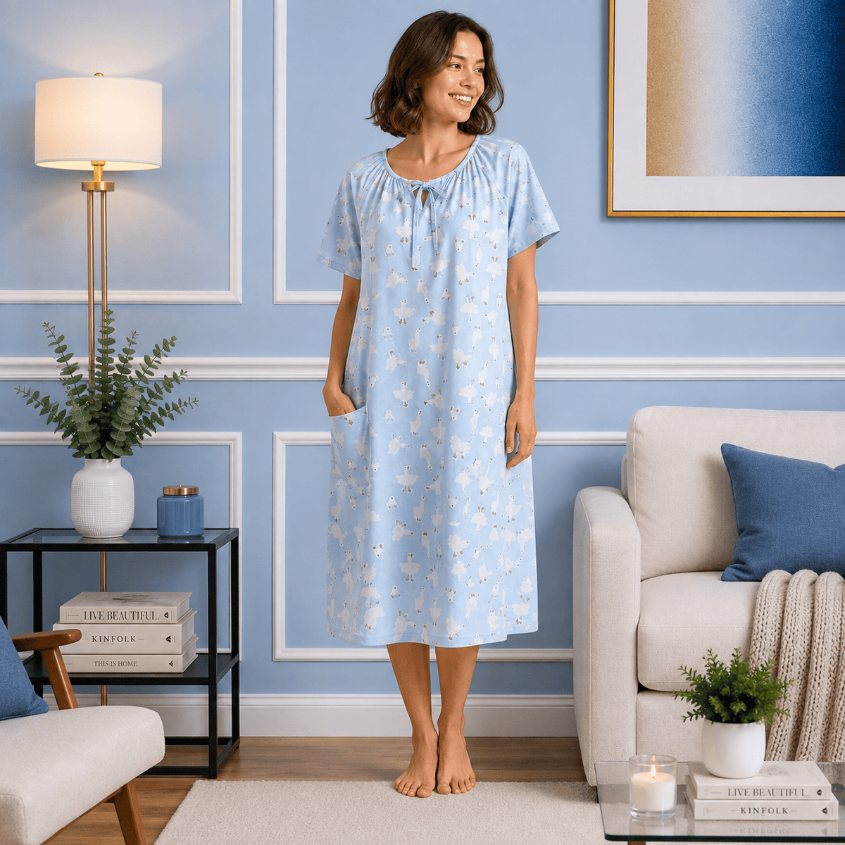 Robe de Chambre Femme Coton Motif Cool