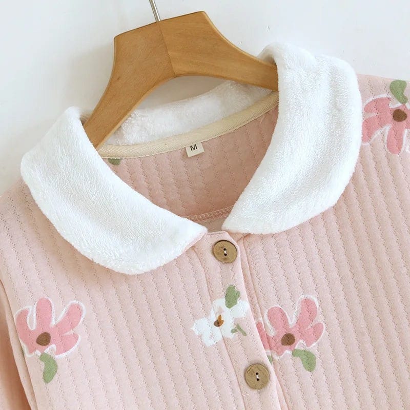 Robe de Chambre Femme Coton Motif Cute Chaude Hiver