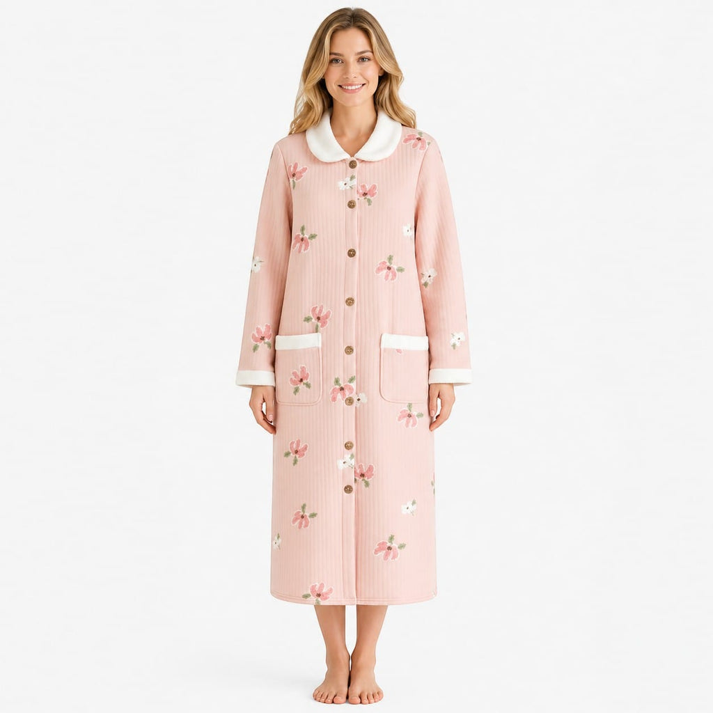 Robe de Chambre Femme Coton Motif Cute Chaude Hiver