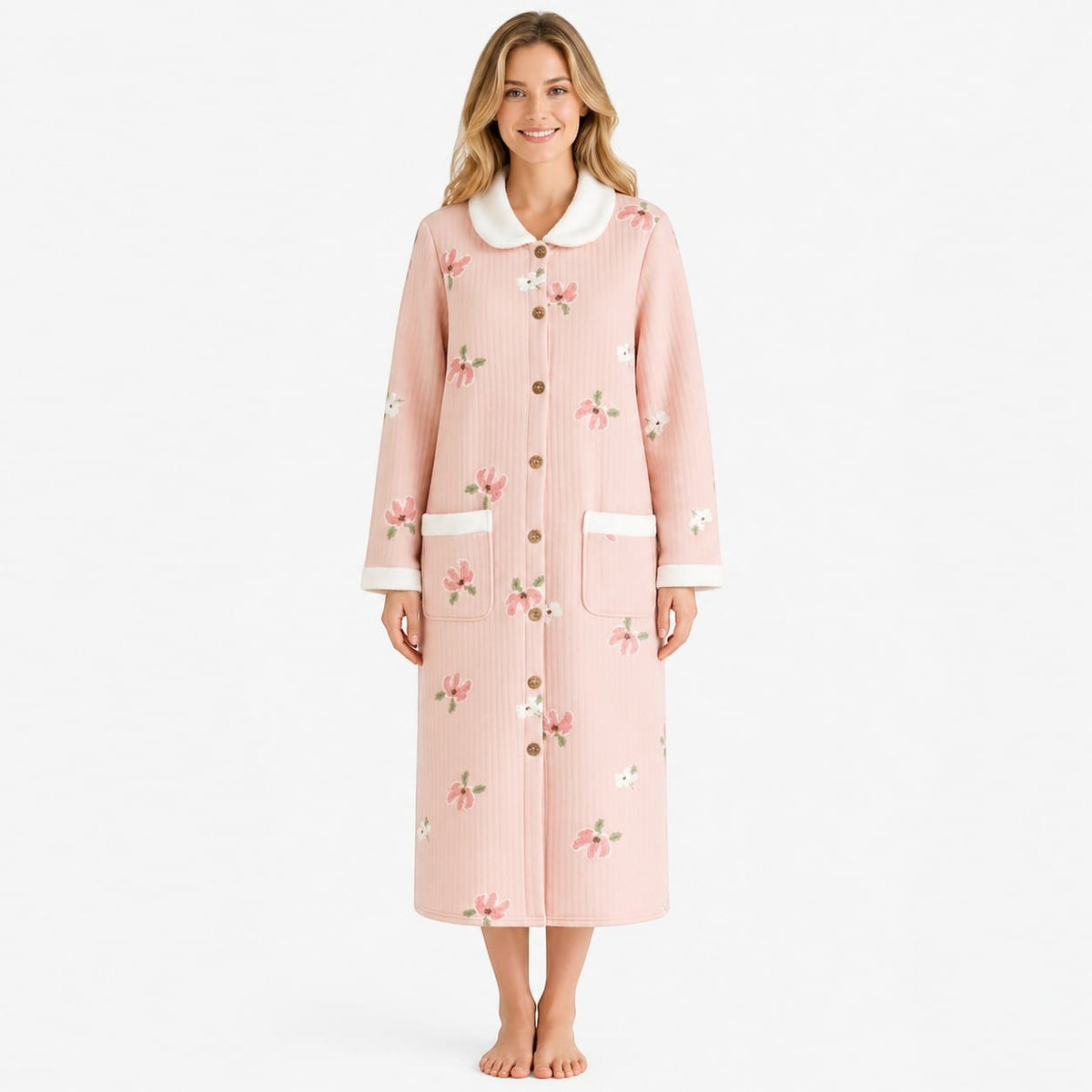 Robe de Chambre Femme Coton Motif Cute Chaude Hiver