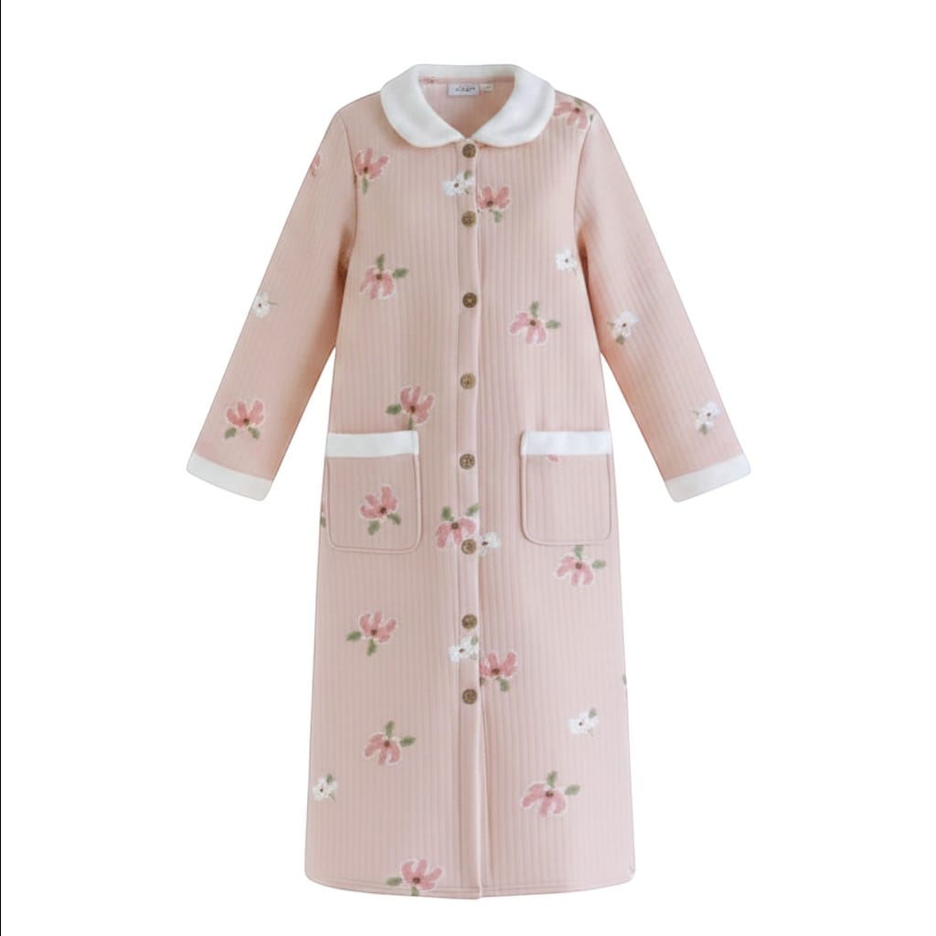 Robe de Chambre Femme Coton Motif Cute Chaude Hiver