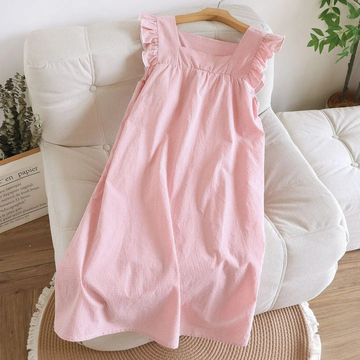 Robe de Chambre Femme Coton Petit Carreaux
