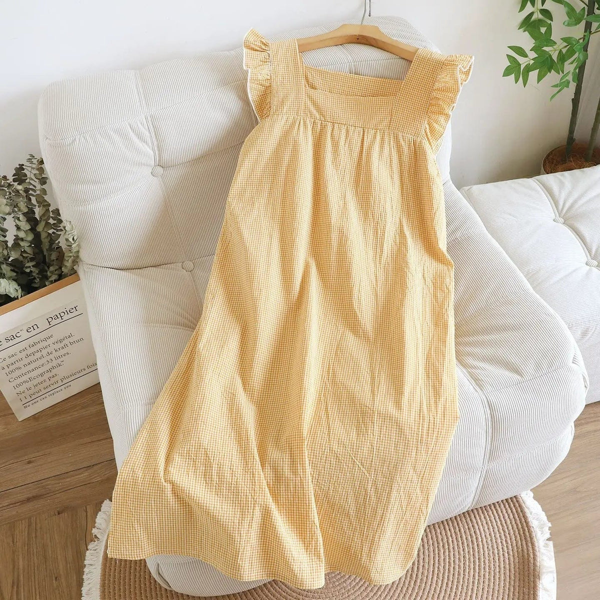 Robe de Chambre Femme Coton Petit Carreaux