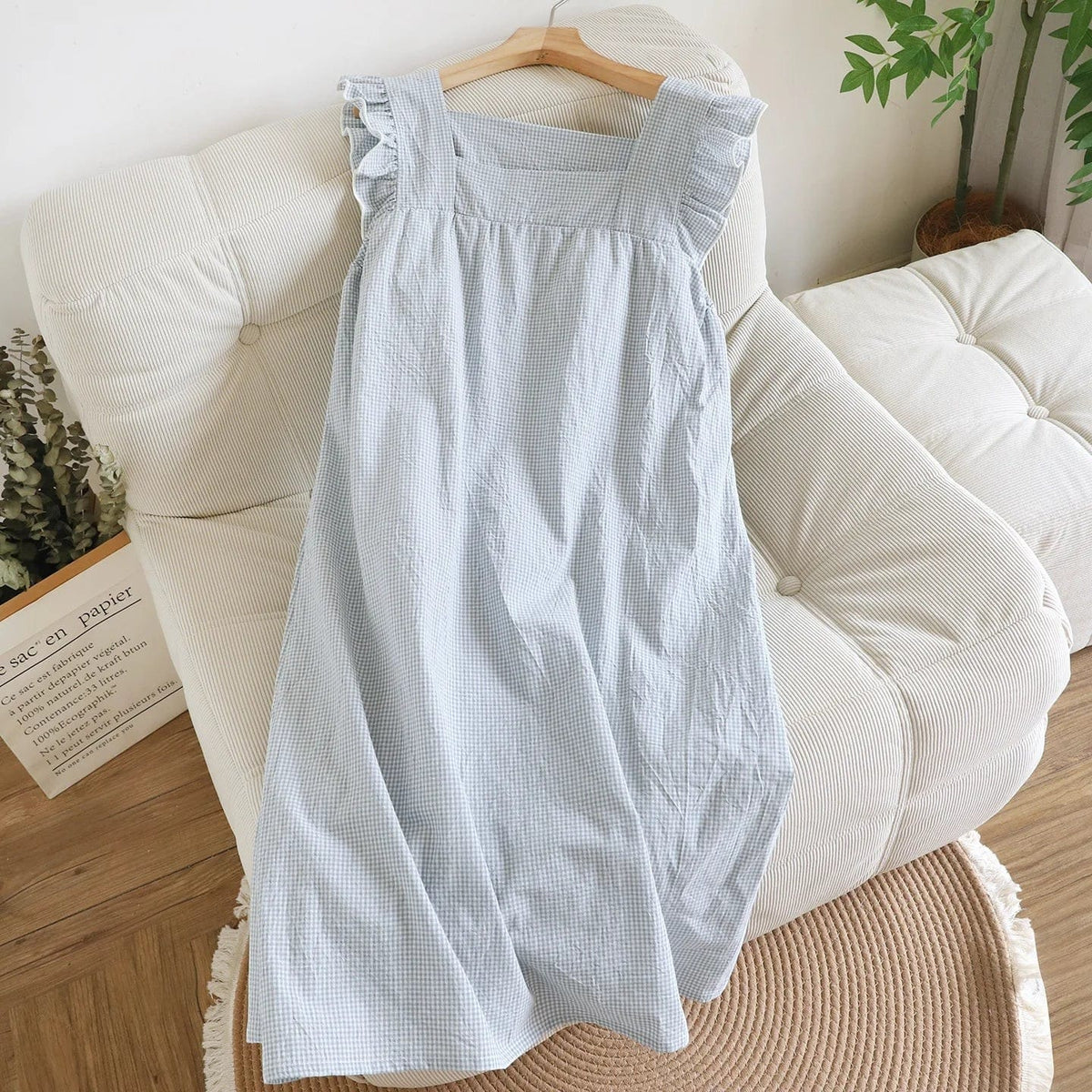 Robe de Chambre Femme Coton Petit Carreaux