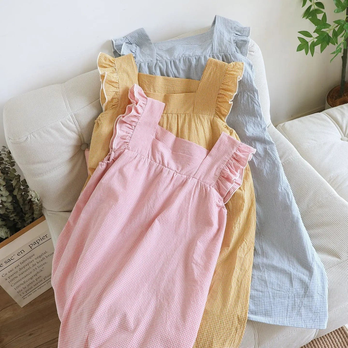 Robe de Chambre Femme Coton Petit Carreaux