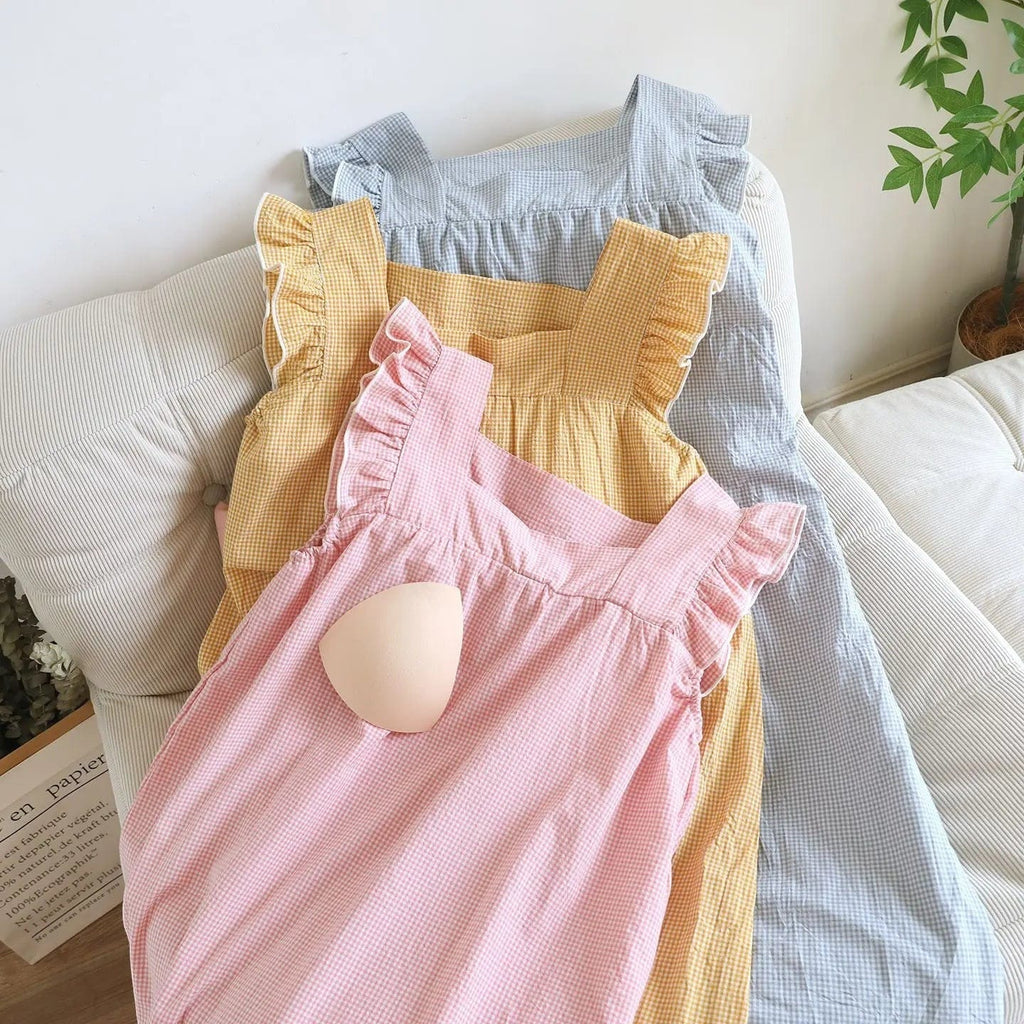 Robe de Chambre Femme Coton Petit Carreaux