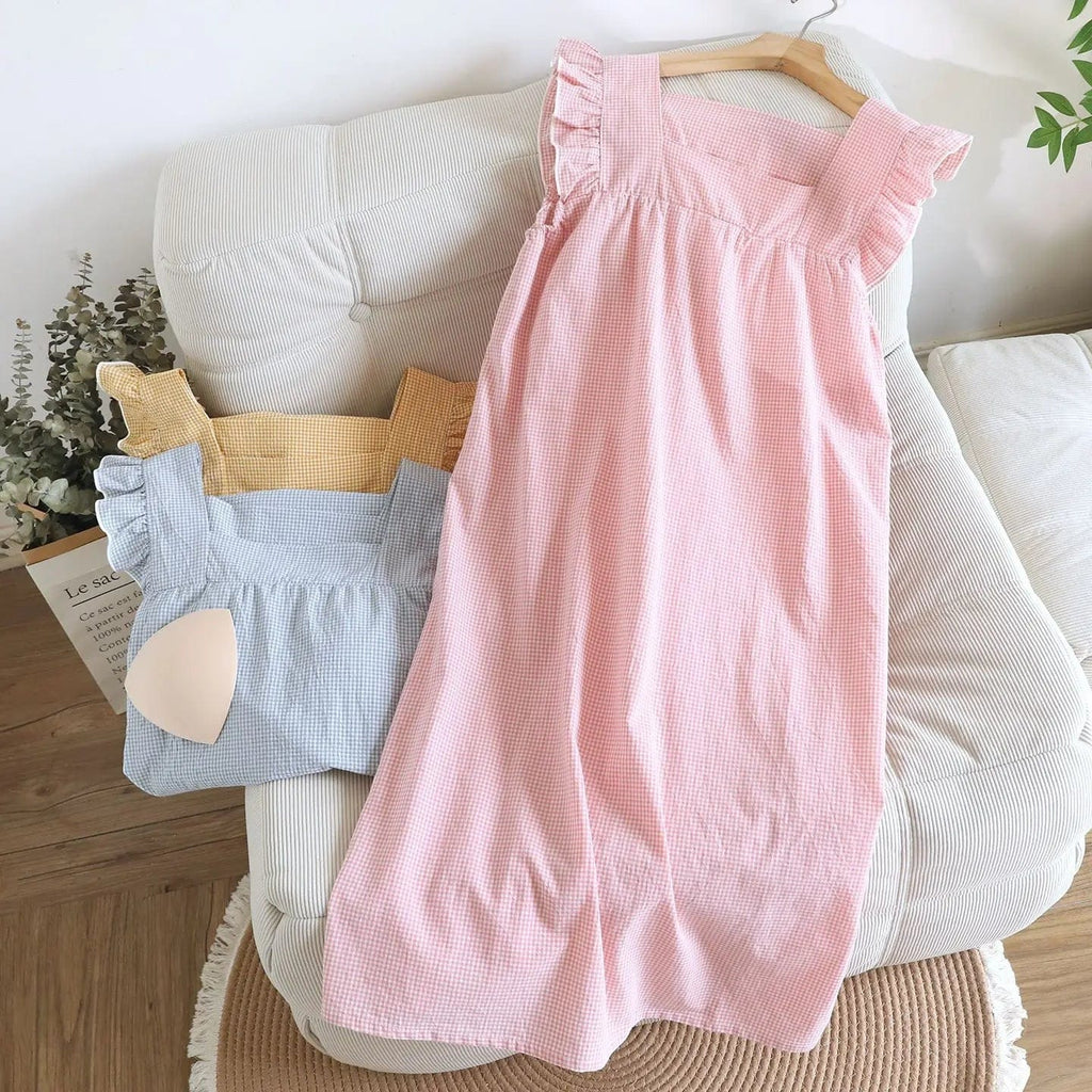 Robe de Chambre Femme Coton Petit Carreaux