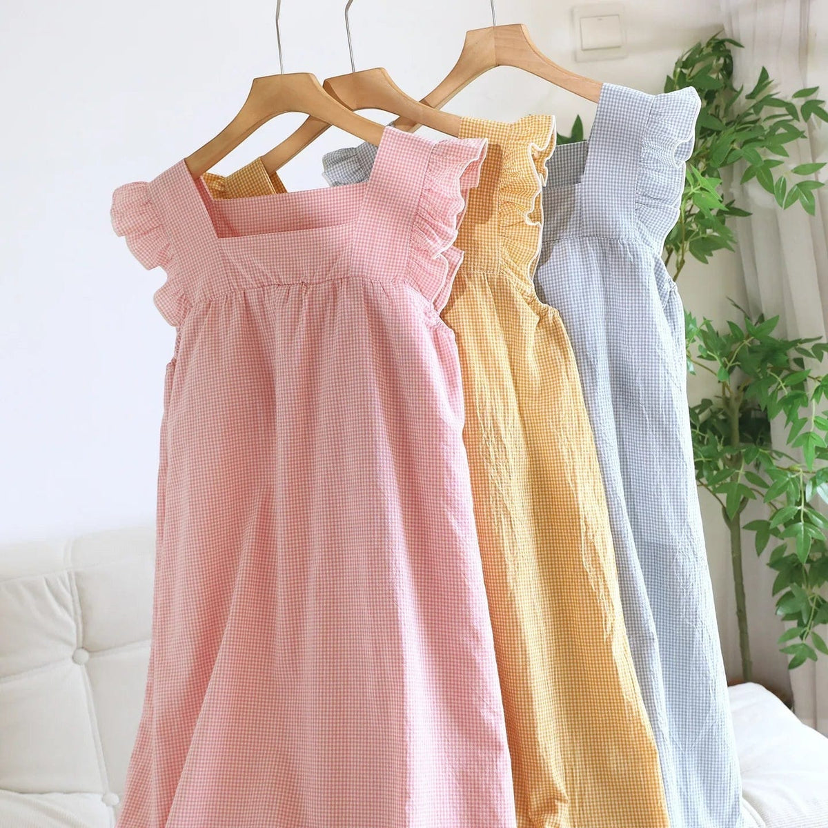Robe de Chambre Femme Coton Petit Carreaux