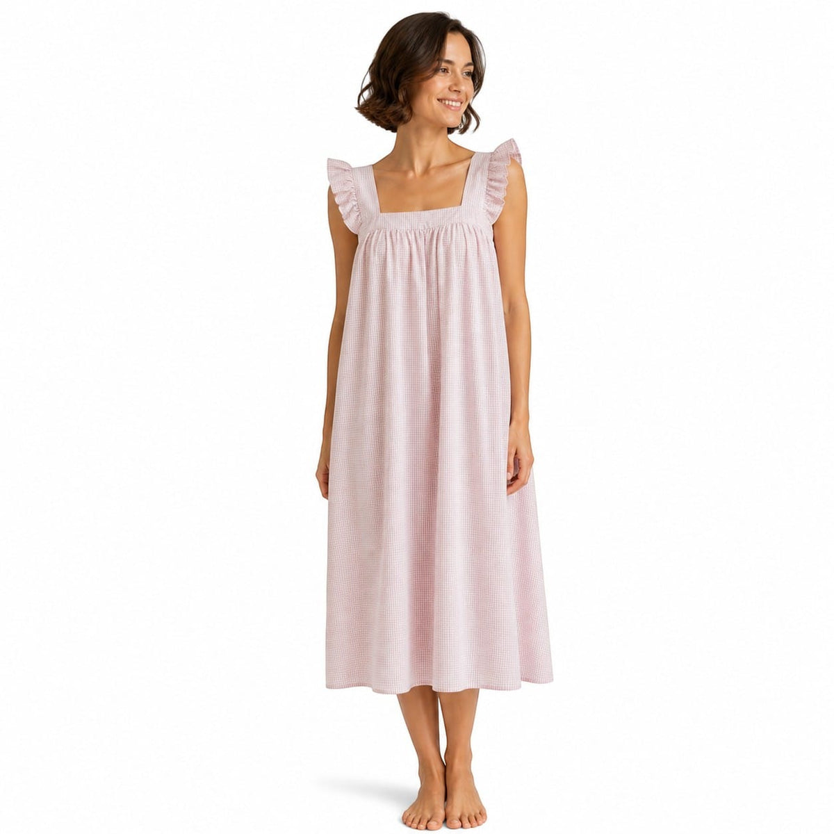 Robe de Chambre Femme Coton Petit Carreaux