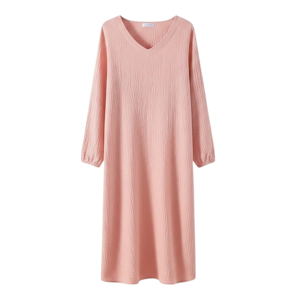 Robe de Chambre Femme Coton Uni Manches Longues