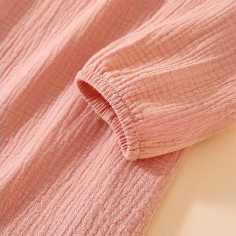 Robe de Chambre Femme Coton Uni Manches Longues