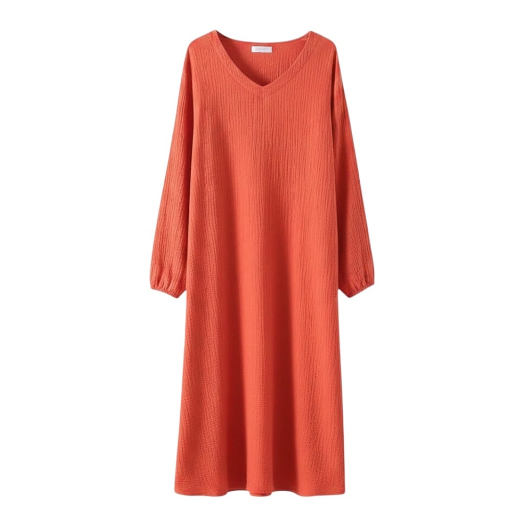 Robe de Chambre Femme Coton Uni Manches Longues