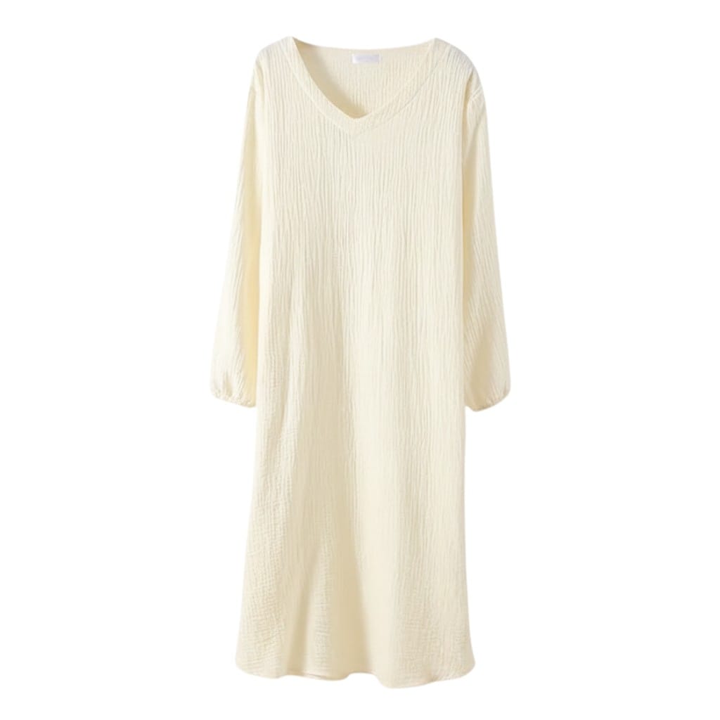 Robe de Chambre Femme Coton Uni Manches Longues