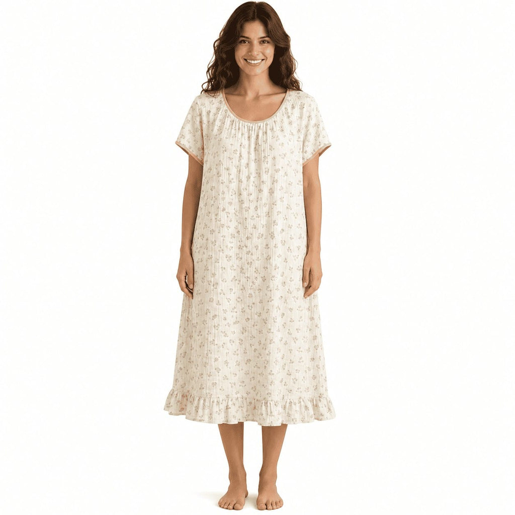 Robe de Chambre Femme Coton Uni Mi-Longue Jaune