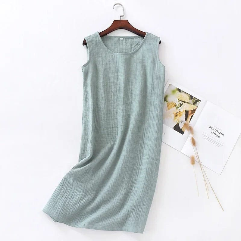 Robe de Chambre Femme Coton Uni Sans Manches Courte