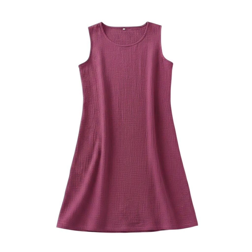 Robe de Chambre Femme Coton Uni Sans Manches Courte