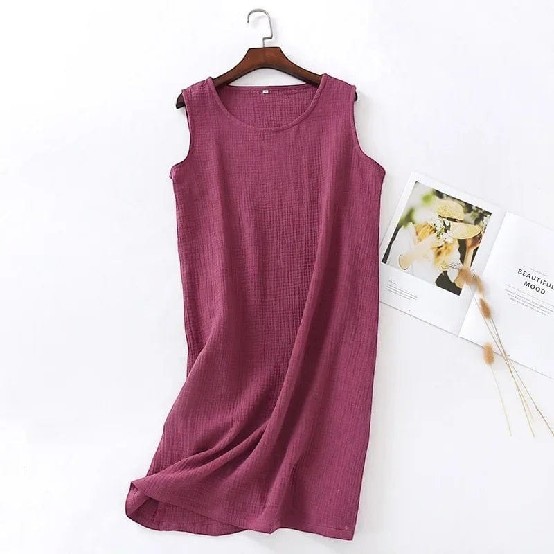 Robe de Chambre Femme Coton Uni Sans Manches Courte